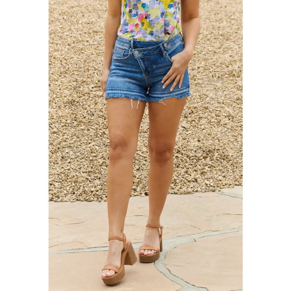 Risen Maya Mid Rise Asymmetrical Shorts – Relaxed, Trendy & Comfy